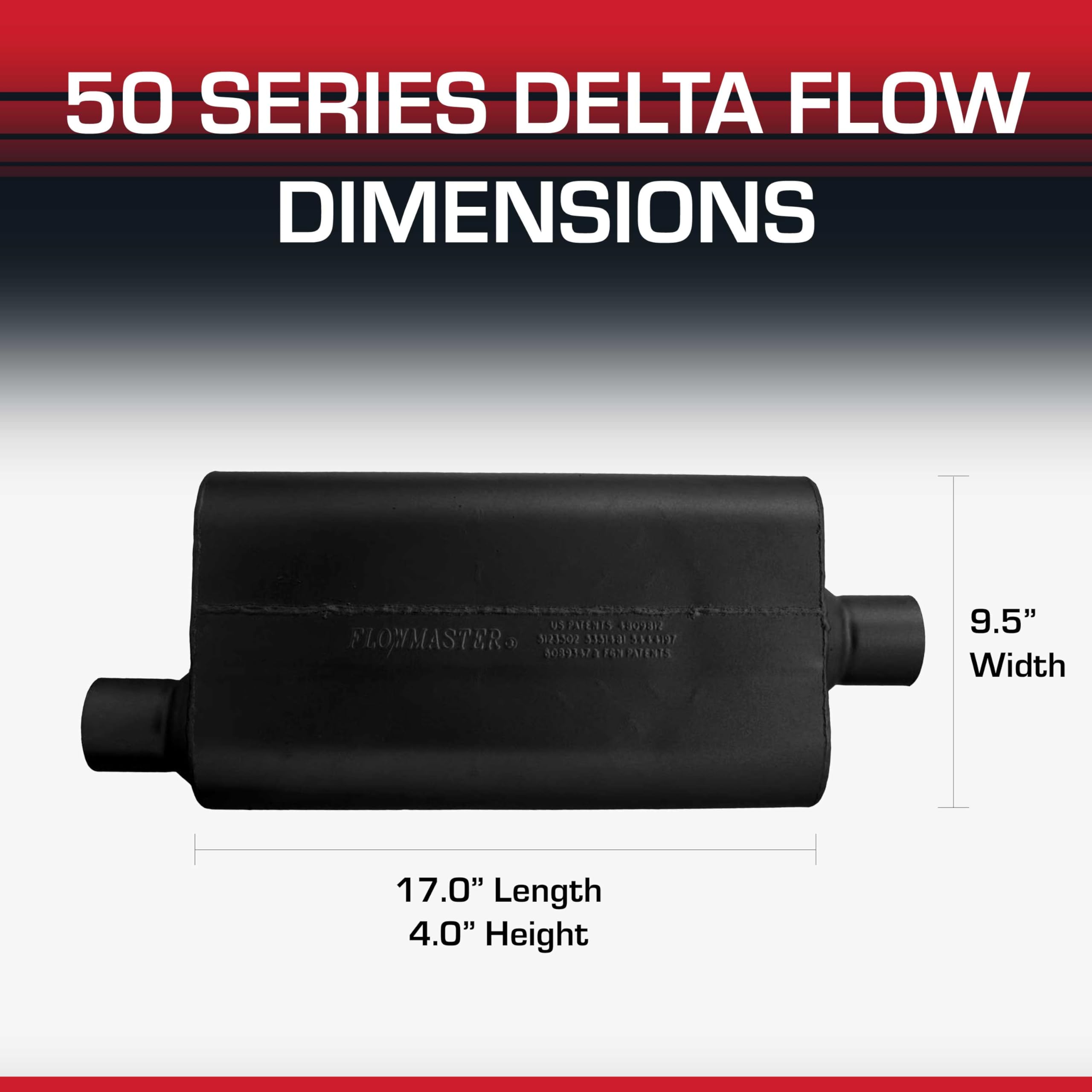 Escape de alto flujo Flowmaster 942551 50 Delta 2,50 Offset IN/2,50 de sonido moderado, centrado hacia fuera