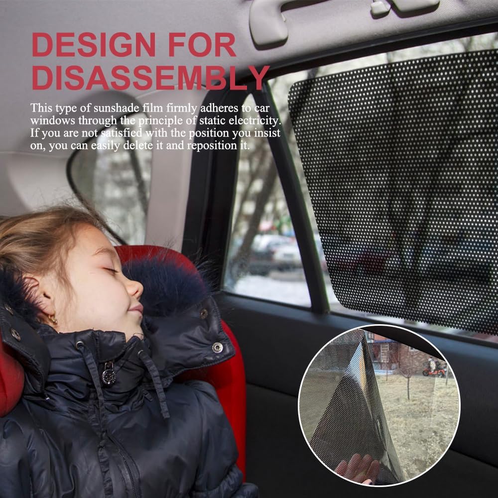 4 PCS Car Side Window Sunshade, 16.5"×15" Static Cling Auto Shade Sticker for UV, Heat, Glare & Privacy Protection, Universal Car Accessories Reusable Vehicle Window Film Shade for Most Cars