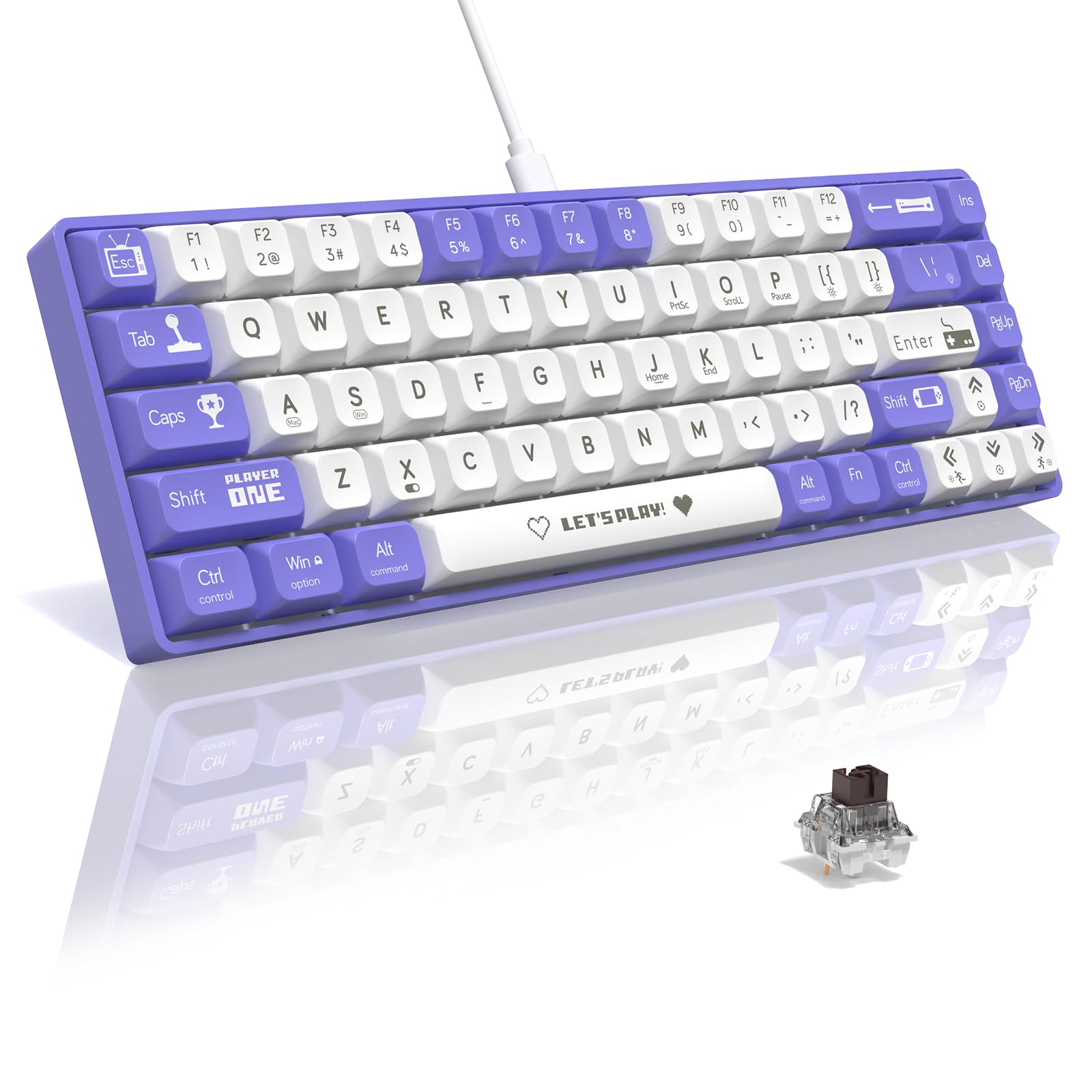 Clavier de jeu mécanique filaire AJAZZ AK680 65% switch marron violet