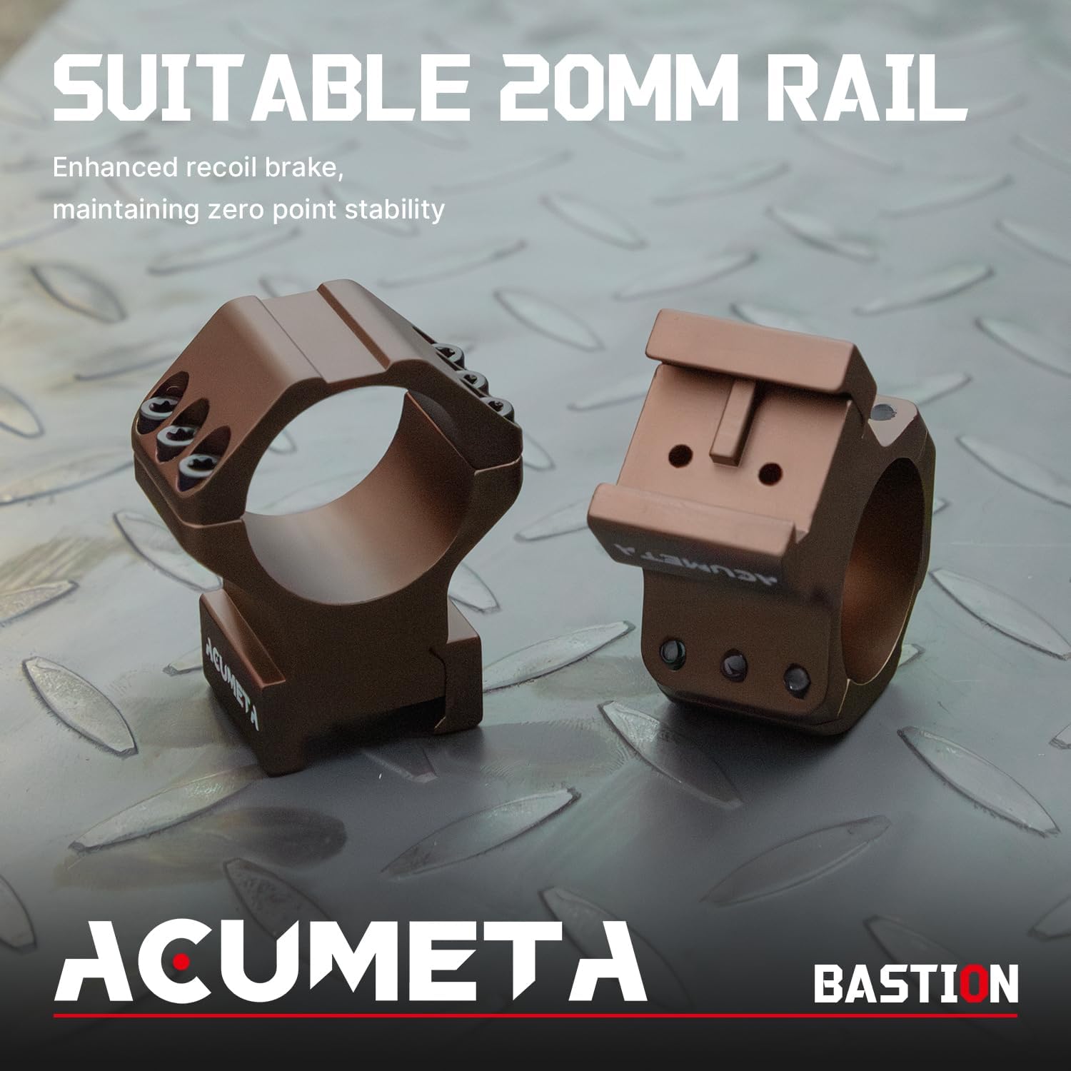 ACUMETA Bastion Scope Rings - 30mm Scope Rings Triple-Screw Clamp for 20mm Rails