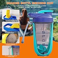 Vista 6 de Botella agitadora de proteínas de 20 onzas, botellas deportivas para mezclas de proteínas con batidora, botella mezcladora, taza agitadora portátil
