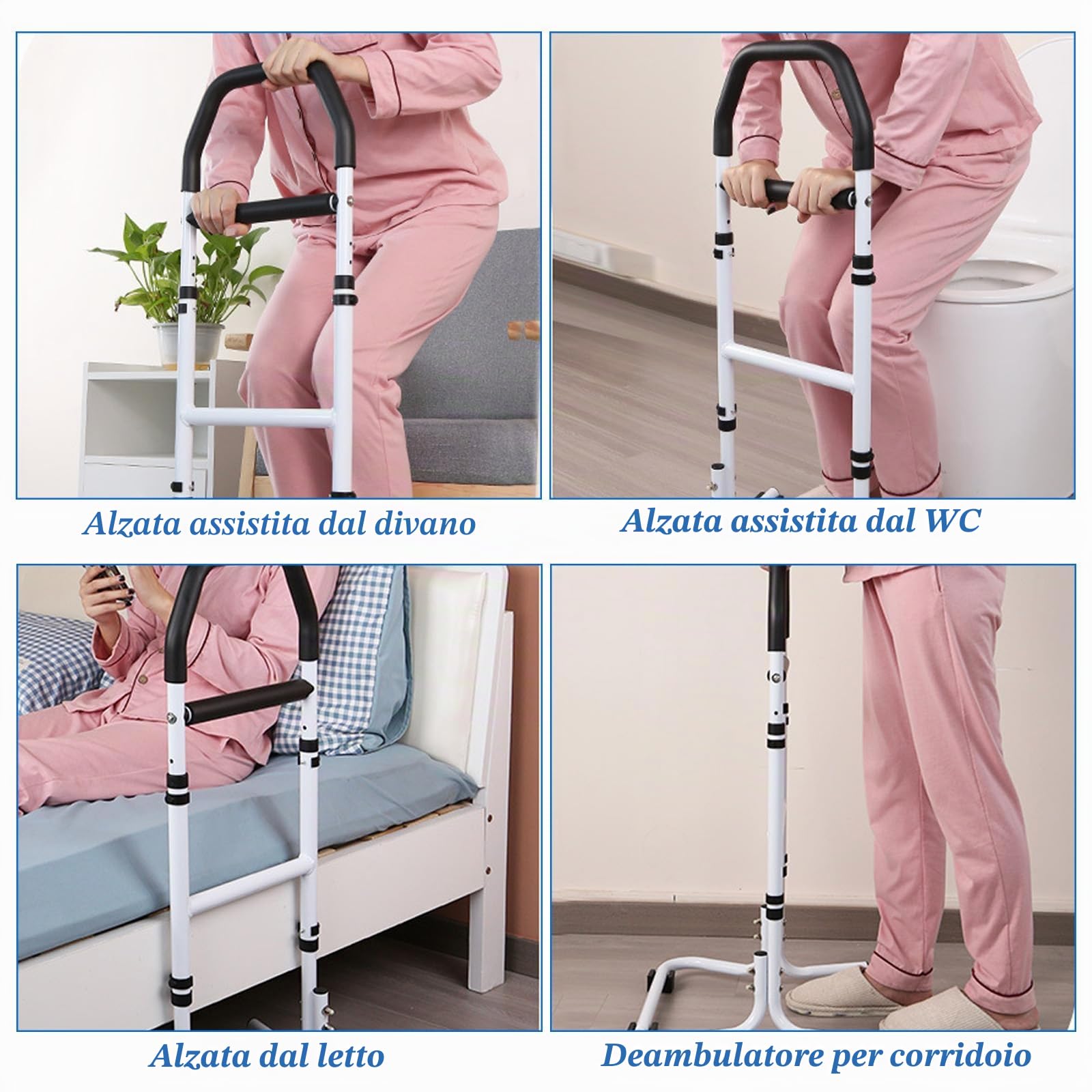 Supporto per Anziani, Supporto per Alzarsi dal Letto/Divano/WC, Altezza Regolabile, Antiscivolo Aiuto per Alzarsi dal Letto per Anziani, Persone con Limitata Mobilità (Piedini Antiscivolo)