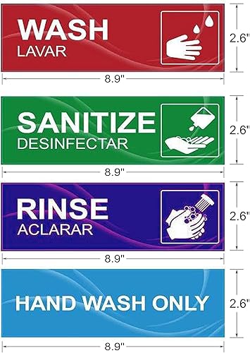 Miniatura 3 de Paquete de 4 etiquetas adhesivas impermeables para fregadero de enjuague y desinfectante, perfectas para fregadero de 3 compartimentos,