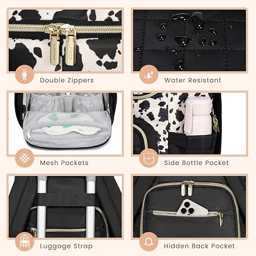 Miniatura 4 de LOVEVOOK Mochila para pañales Bolsa de bebé de gran capacidad con cambiador portátil, mochila de viaje para bebés multifunción