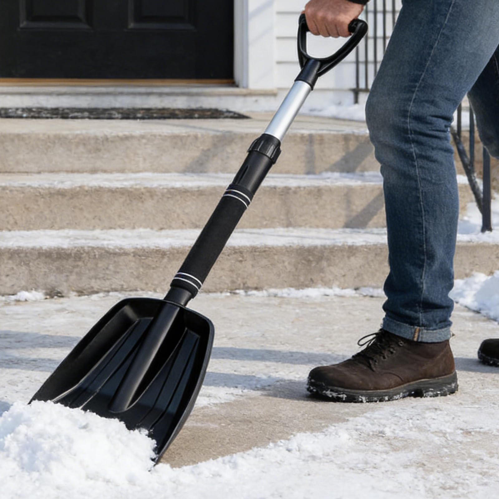 Pala de nieve con mango ergonómico resistente para senderos de jardín, pasarelas, entradas, puertas de garaje — view 9