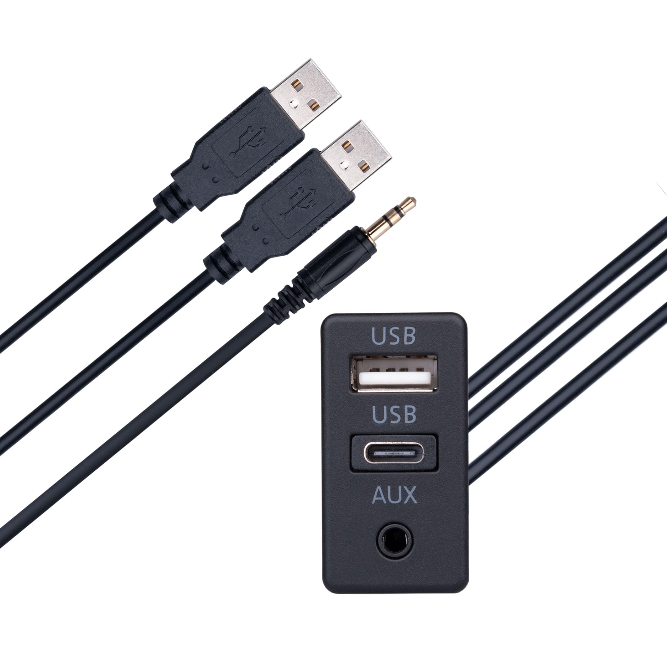 Baolonking Pannello USB 3.0 Doppio Da Incasso – Cavo 2m, Impermeabile, Per Auto, Barca, Moto, Cruscotto