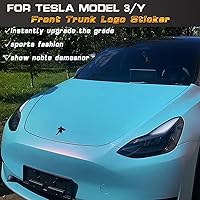 Vista 6 de YHCDSEA Para Model 3 Highland/Model Y Juniper Front Trunk Emblema Cubierta Adhesiva, Accesorios Adhesivos Accesorios (Matt Black-Front Logo Cover)