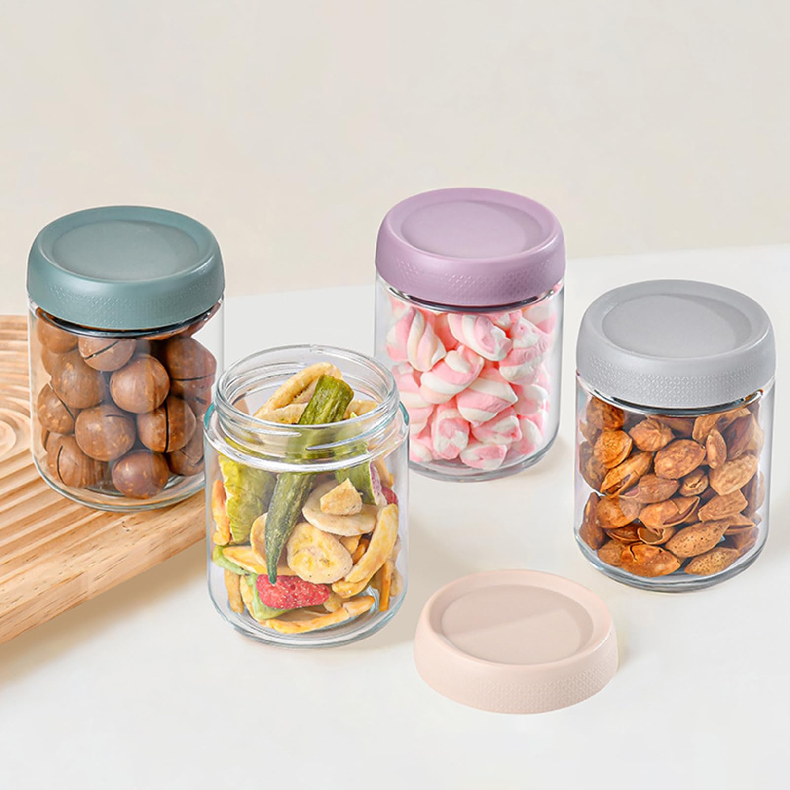 Pots à Yaourt en Verre avec Couvercles Lot de 4 Bocaux en Verre Grands
