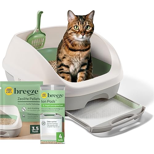Purina Tidy Cats Litter Box System, BREEZE System Starter Kit Litter Box, Litter Pellets & Pads