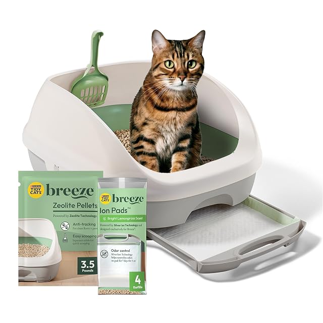 Purina Tidy Cats - Sistema de Caja de Arena, Kit de iniciación Breeze, Caja de Arena, pellets de Arena…