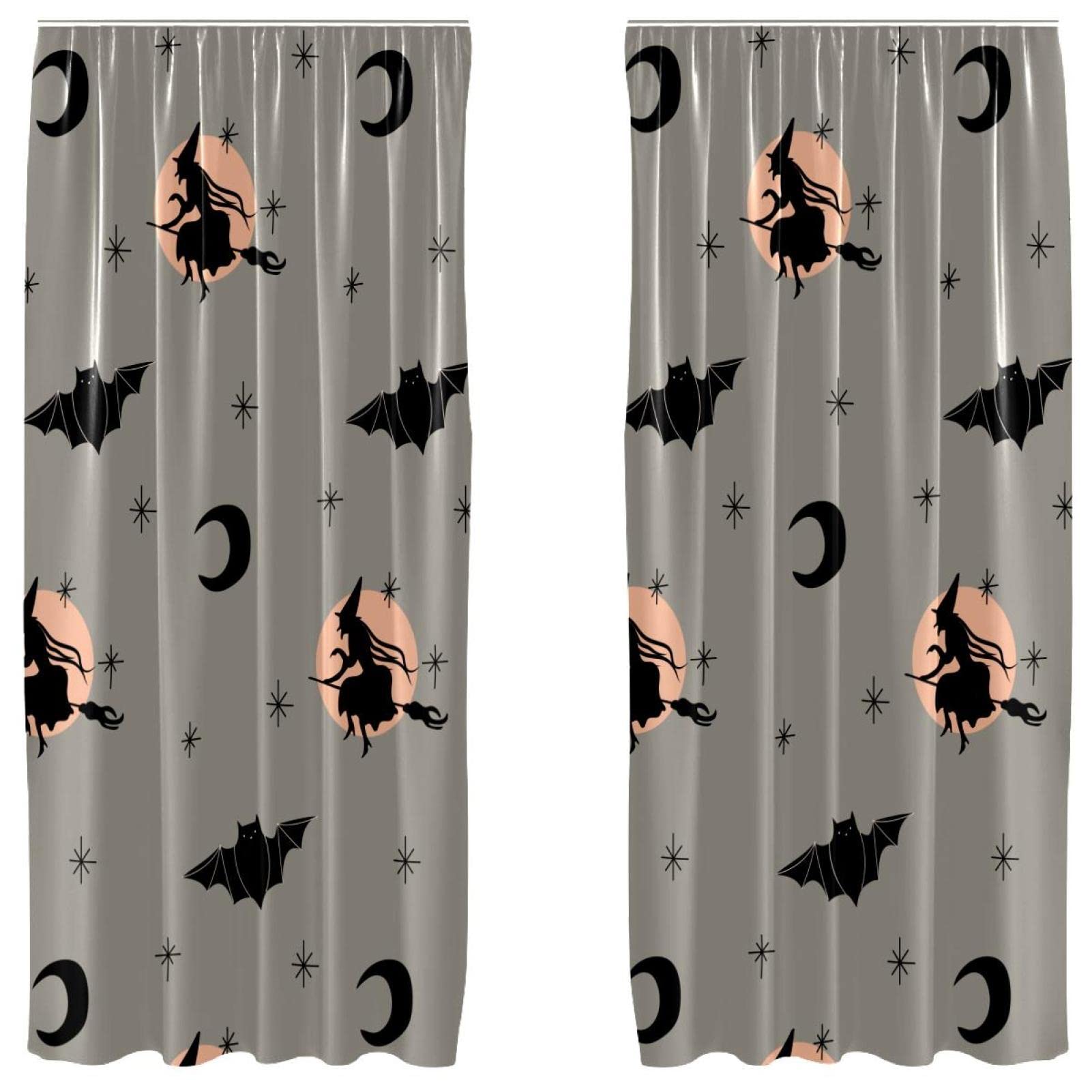 Cortinas opacas de brujas y murciélagos 2 paneles de microfibra de 55x84 pulgadas para ventanas