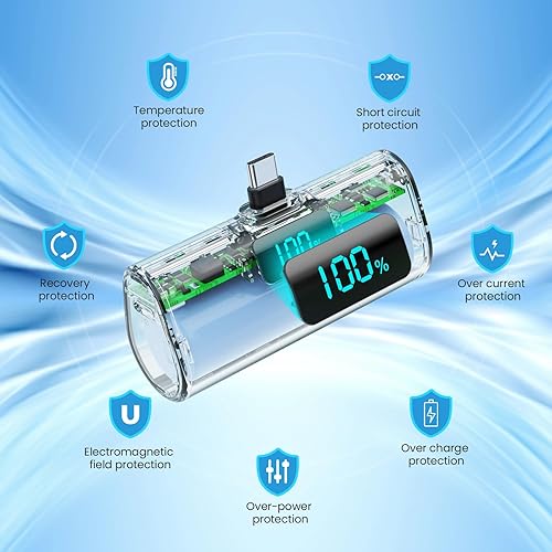 Miniatura 2 de Mini cargador portátil para iPhone 15 Series, 2024 actualizado 5200 mAh PD USB C batería con pantalla LCD, compatible con iPhone 15 Plus15 Pro15 Pro