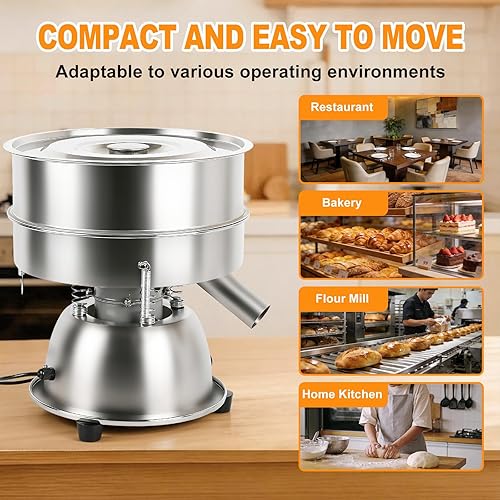 Miniatura 7 de Máquina tamiz vibratoria eléctrica automática, coctelera de tamiz con 2 pantallas (malla 40 y 60), para harina, arroz, frijol mungo, polvo