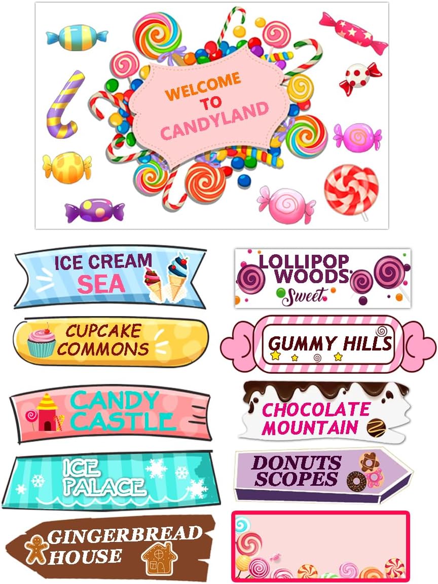 Besttile Cute Candyland Theme Birthday Party Decorations Supplies Favors Decor Stickers,22 pcs per Pack