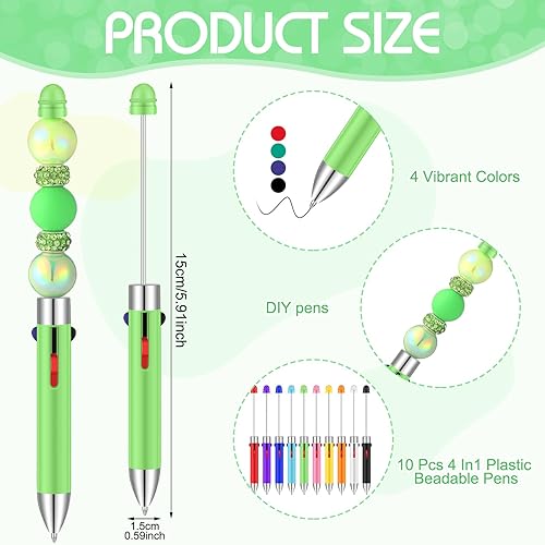 Miniatura 3 de ReliThick 10 bolígrafos de plástico 4 en 1, bolígrafos retráctiles a granel, bolígrafos multicolor, tintas surtidas, bolígrafos de 4 colores para