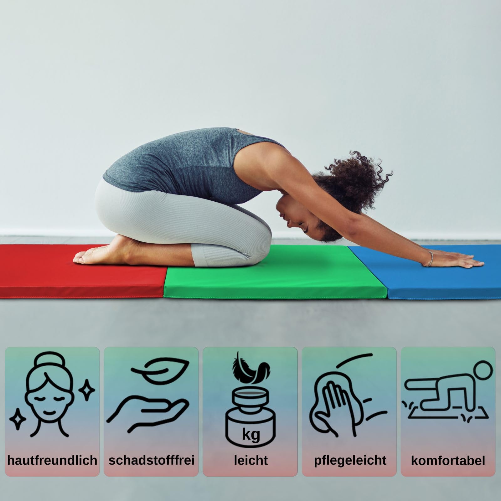 ALPIDEX Klappbare Turnmatte 180 x 60 x 3,2 cm Weichbodenmatte Gymnastikmatte Sportmatte