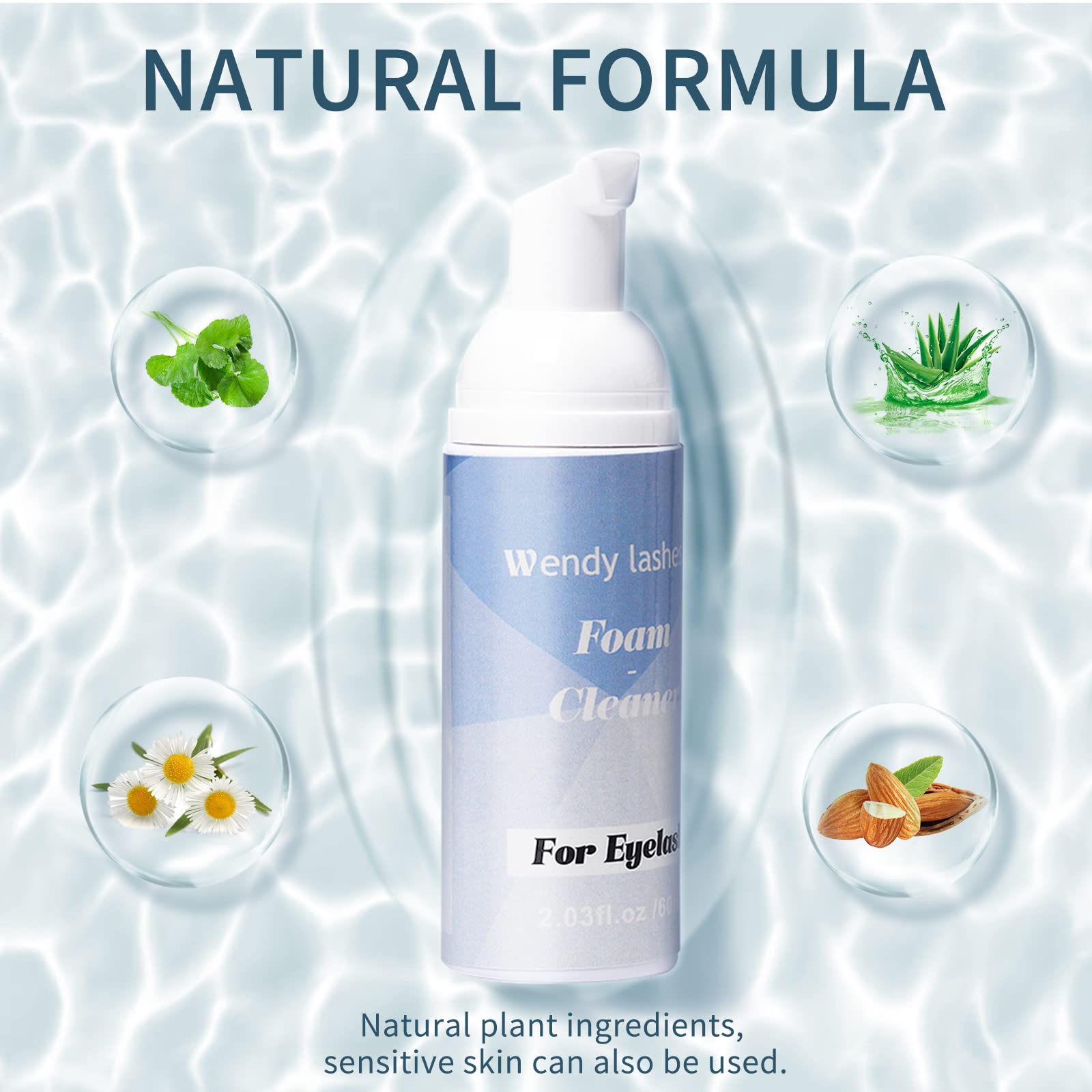 Shampoo per Ciglia per Extension Ciglia, 60ml Detergente per Ciglia Extension, Pulitore per Ciglia Pulitore di Schiuma Con Pennello Morbido (Lash Shampoo-60ml)