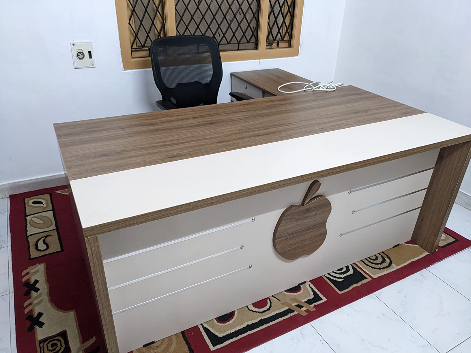 DURAFUR Executive Office L Type Table with one Mobile Drawer Chester