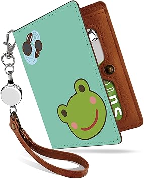 Amazon パスケース 定期入れ リール付き かわいい カエル おたまじゃくし グリーン キャラ イラスト 二つ折り 中がみえない おしゃれ レディース 動物 アニマル柄 緑 カエル おたまじゃくし グリーン Ps 定期入れ