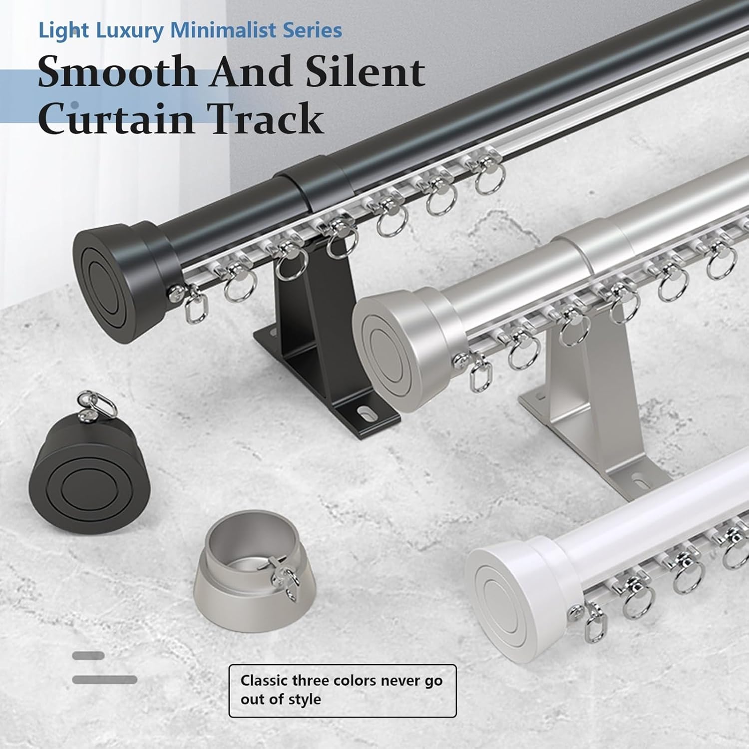 Adjustable Double Roman Curtain Track - Sliding Curtain Rod for Smooth Operation - Wall-Mounted Aluminum Pole - Blackout & Noise-Reducing Rail - Ideal for Room Dividers (Black, 130cm/4.26ft)