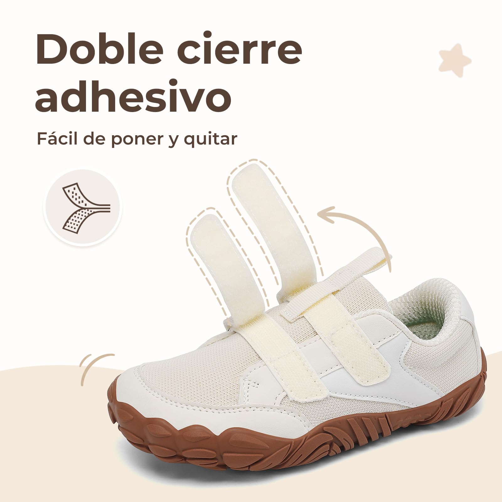 SAGUARO Niños Niña Niño Zapatillas Barefoot Ligeras Suaves Cómodos Calzado Barefoot Minimalista Zapatos de Trail para Deporte y Uso Diario,Beige,27EU