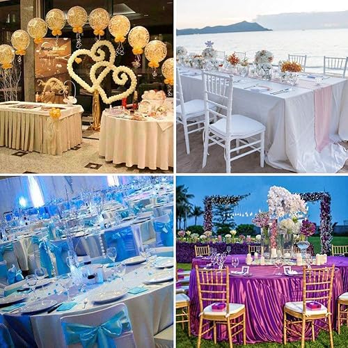 Miniatura 3 de Mantel rectangular de satén superpuesto para banquete de boda, tapete para mesa de comedor para el hogar, Navidad, Halloween, cumpleaños, color