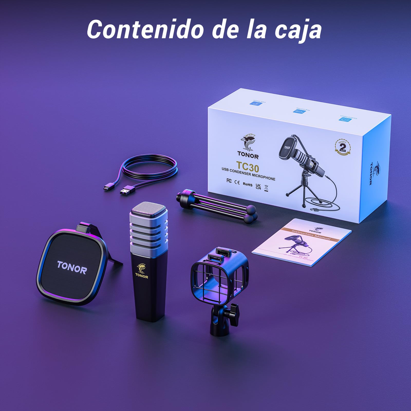 TONOR Micrófono dinámico para Cantar, Vocal Karaoke con Cable de Mano, micrófono de Estudio cardioide con XLR de 4.5M, Adecuado para parlantes, amplificadores, Escenario y Actividades al Aire