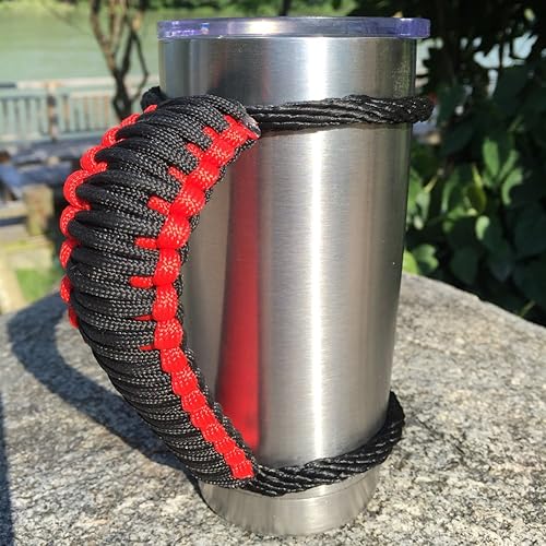 Miniatura 7 de MOCE Mango Paracord hecho a mano para vaso YetiRticOzark Trail Rambler de 30 onzas. rosablanco