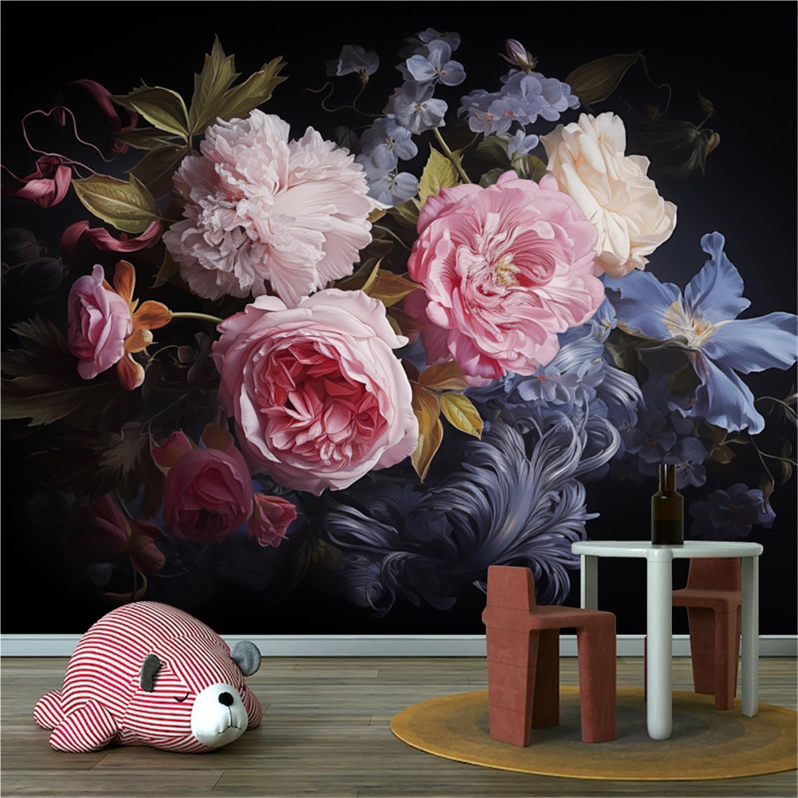 RYQZHHY Floral Peel Stick Wallpaper Multi Style Rose Floral Waterproof Peel and Stick Wall Mural for Living Room and TV Background Layout(Picture 9)