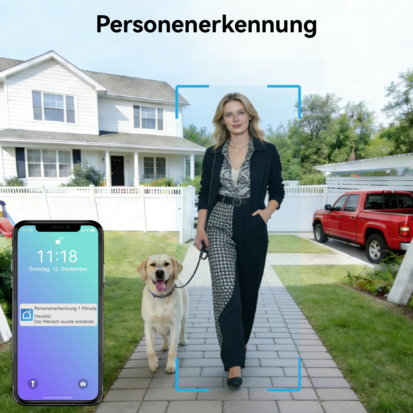 Video Türsprechanlage 2 Draht, Türklingel mit Kamera, Full HD Kamera,Türsprechanlage unterstützt Passwort, 7" Farb-Touchscreen und 2-Wege-Audio, Smartphone app, Bewegungserkennung