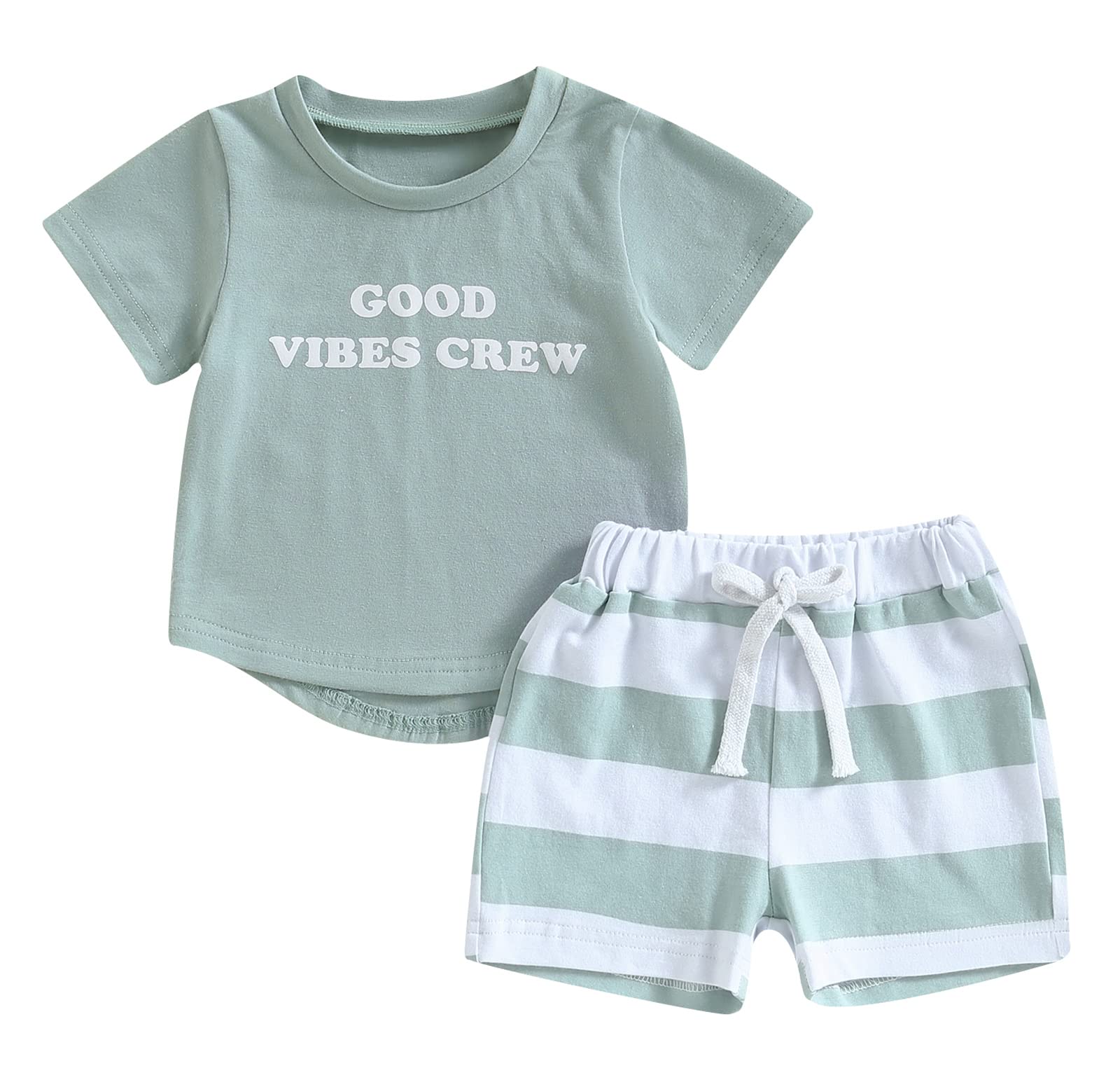 MAINESAKAToddler Baby Boy Summer Clothes Block Color Short Sleeve T-Shirt Top Striped Jogger Shorts 2Pcs Infant Boy Outfits