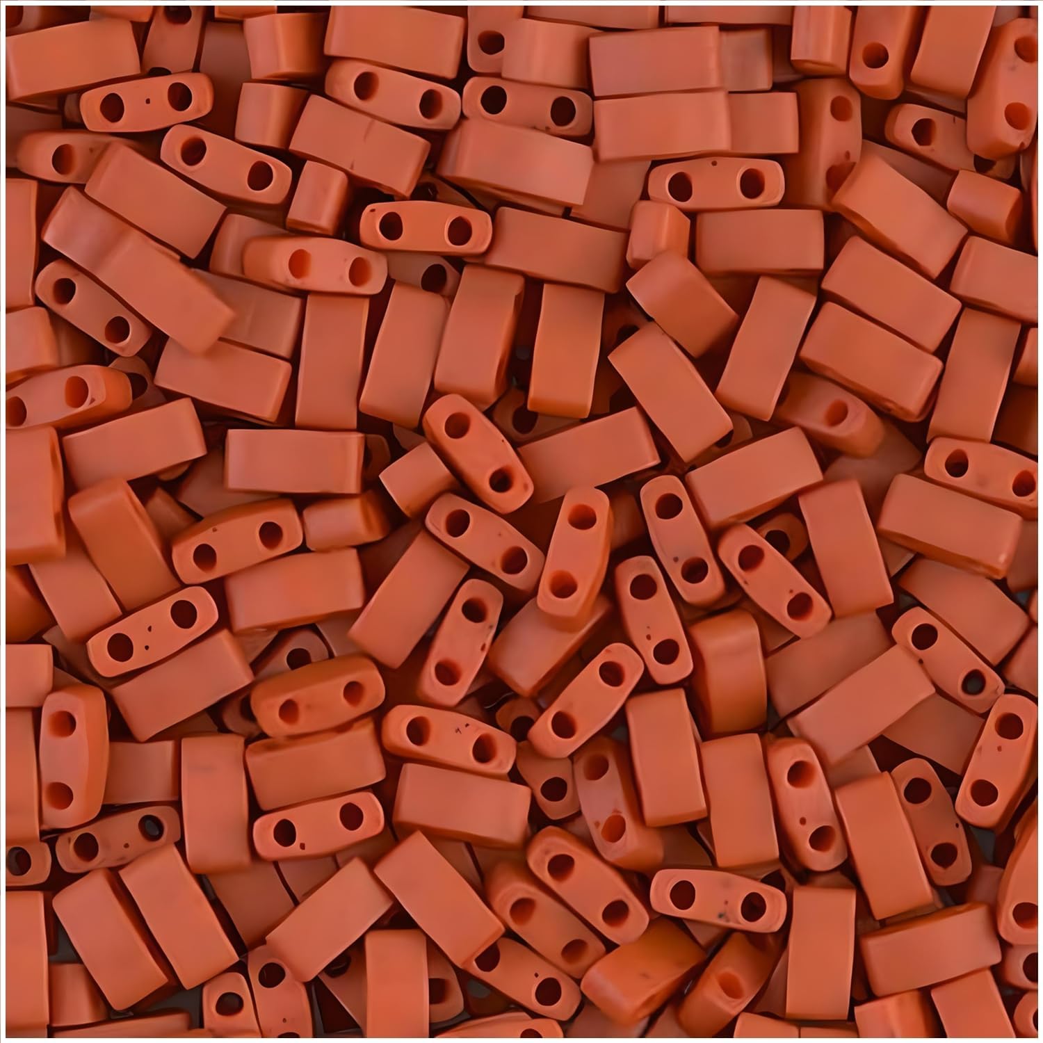 Miyuki Glass Seed Beads, Half Tilas, 2-Hole Rectangle Beads, 2.3 x 5mm 7.8GM, Burnt Sienna