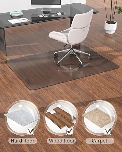 Miniatura 8 de Blvornl Tapete transparente esmerilado para silla de pelo alto y suelo de madera dura, 32.3 x 53 pulgadas, tapete de silla de material duro