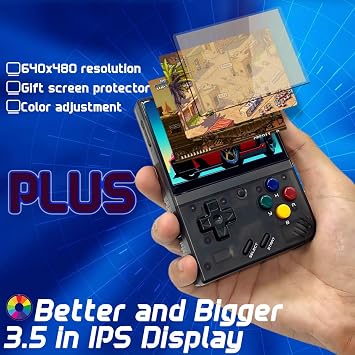 Miyoo Mini Plus Handheld Game Console 3.5-inch 640*480 IPS Screen 3000mAh Miyoo-mini+ with Portable Case Transparent Black
