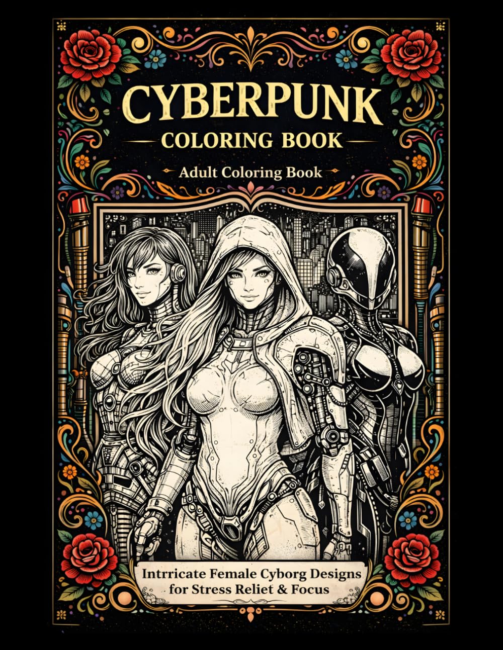 Cyberpunk Coloring Book: Intricate Female Cyborg Designs for Relaxation and Mindful Coloring (RB Colors Adult Coloring Books)