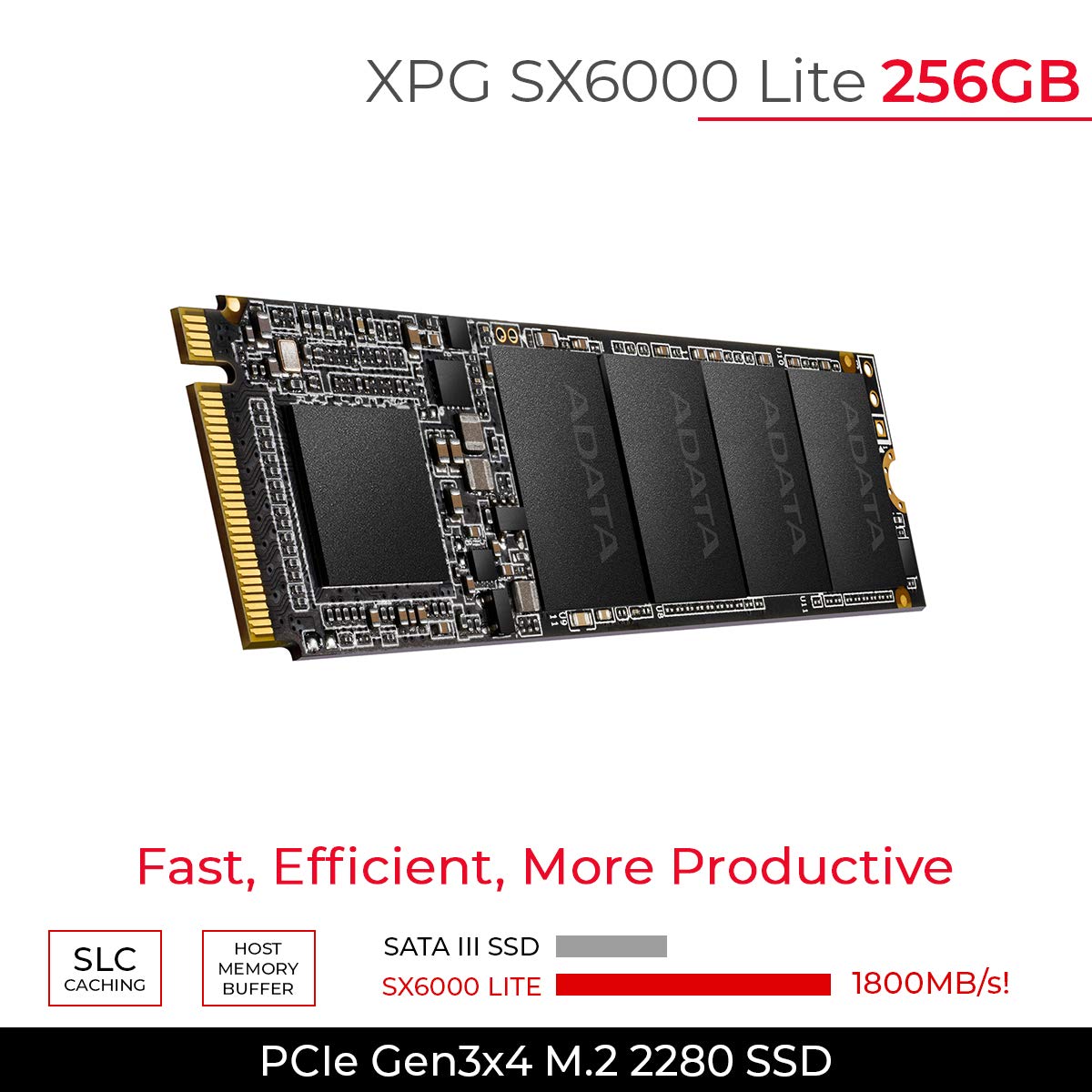 SSD Adata XPG SX6000 Lite, 256GB, M.2 NVMe, Leitura 1800MB/s