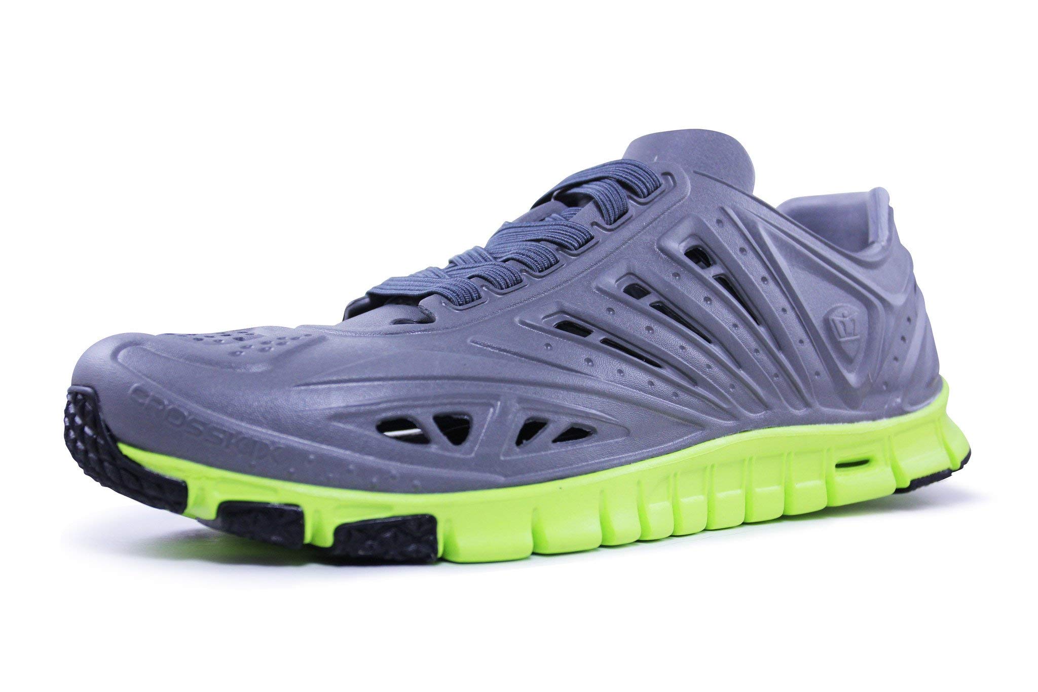 Crosskix APX Closed Toe Lace Up Water Shoes, Charcoal Lime, 8 Men/10 Women
