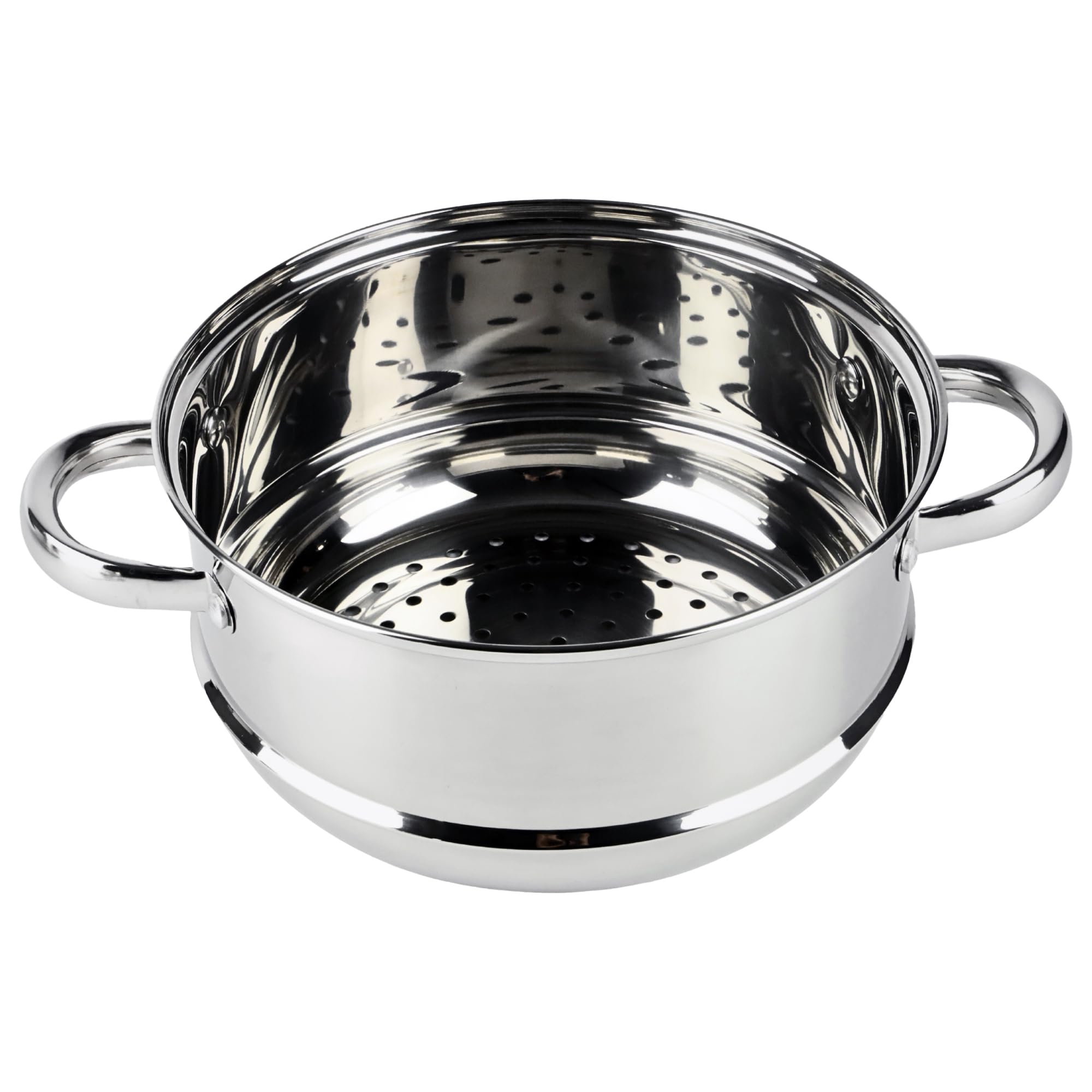 KARL HAUSMANN Cuiseur Vapeur 2,4L 18 cm - Cuit Vapeur Inox Pour Induction, Marmite Vapeur 3 Niveaux Avec Couvercle En Verre, Cuisson Vapeur Pour Légumes, Poisson, Raviolis Et Pommes De Terre