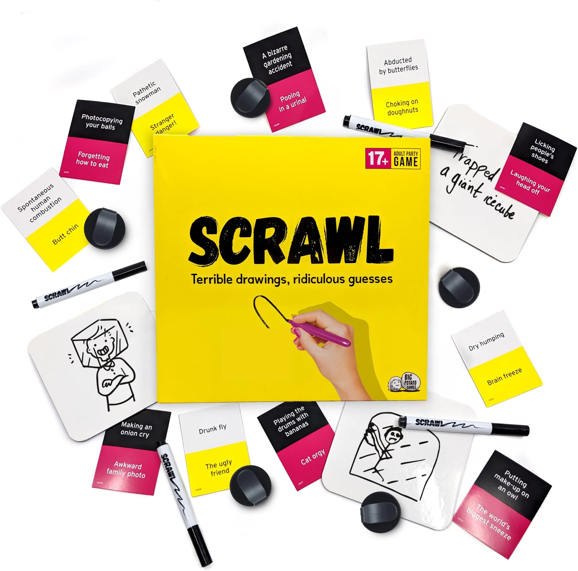 Scrawl Adult Board Game | Terrible Drawings and Ridiculous Guesses | Hilarious Board Game for Adults