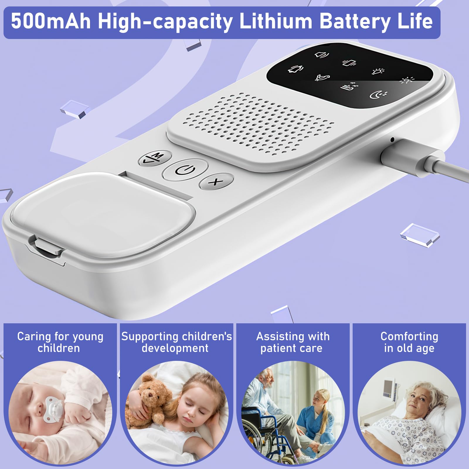 Alarma Inalámbrica para Mojar la Cama Niños, Alarma Inalámbrica para Mojar la Cama con Luz Nocturna/Ruido Blanco, Alarma de Orina para Niños Recargable por USB, 3 Modos de Funcionamiento