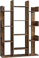 VASAGLE Tree-Shaped Bookshelf, 13-Shelf Bookcase with Rounded Corners, Rustic Brown, 9.8"D x 33.9"W x 55.1"H - ULBC67BXV1 Space-Saving Storage