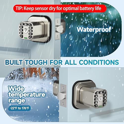 Miniatura 4 de Pomo de puerta de huellas dactilares, cerradura de puerta biométrica inteligente con teclado, perilla de puerta de código de entrada sin llave