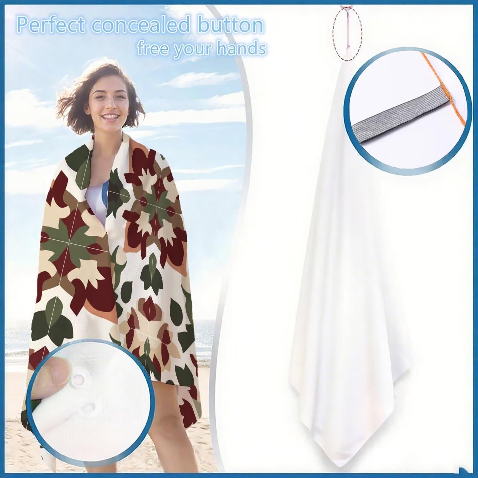 Toalla Playa Grande 90x200cm Geometría Toalla Microfibra Antiarena, Toallas Bano Bohemia Toallas Playa Secado Rapido Pareos Playas Mujer Ligera Absorbente Beach Towel para Gimnasio Viajes Sauna OC-469