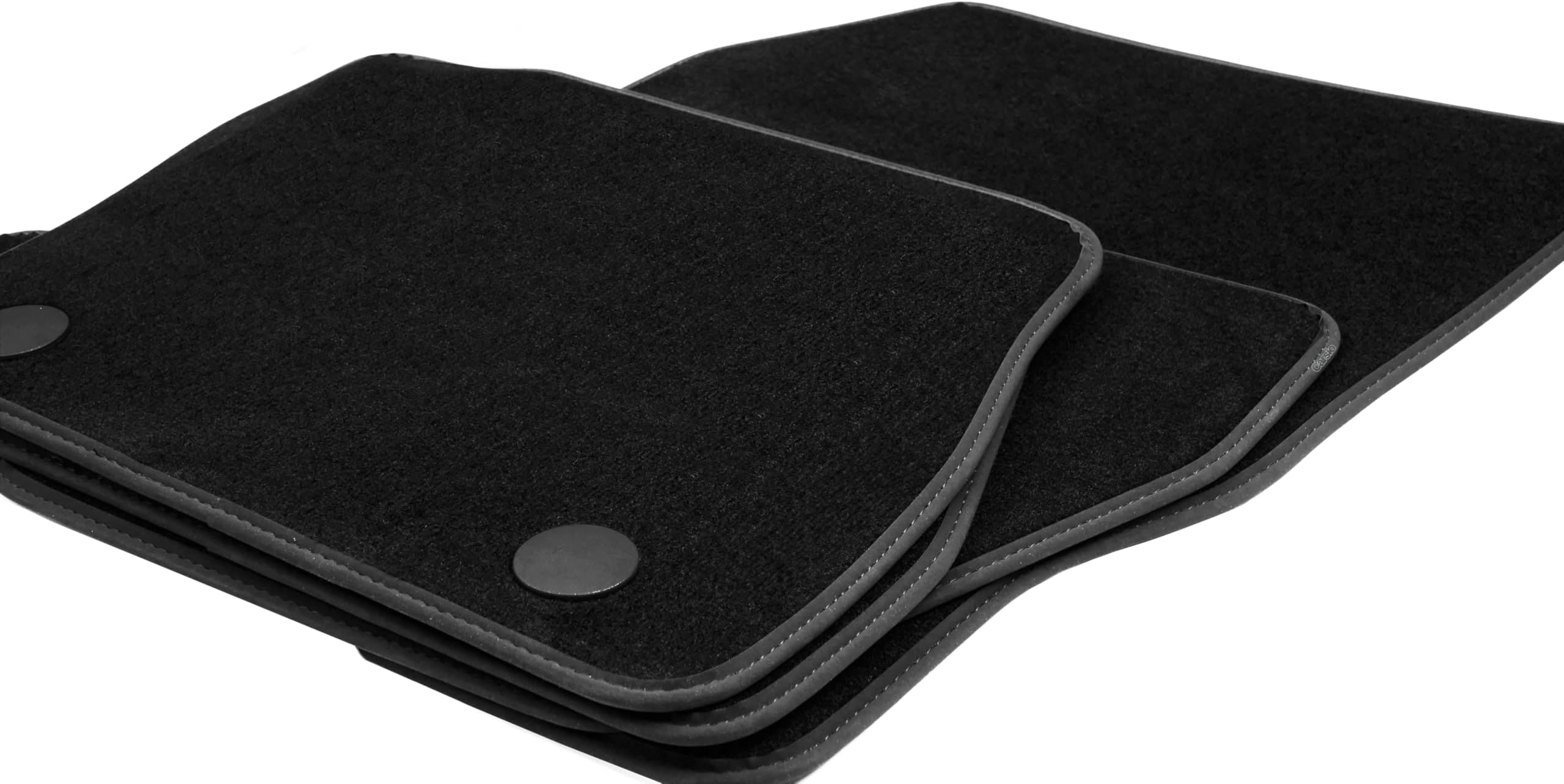 Carsio Luxury Plush Black Carpet Van Floor Mats for Ford Transit Custom Nugget Active Automatic Van 2020+ (fixings offset) Tailored Carpet, Custom Fitted, Black Leather Trim