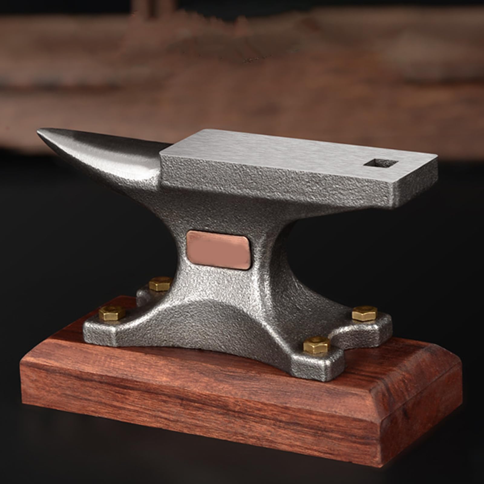 Enclume professionnelle en acier pour travaux manuels et forgeage des métaux - Bloc d'outils de bijoutier avec base en bois d'ébène robuste - Enclume de forgeron portable