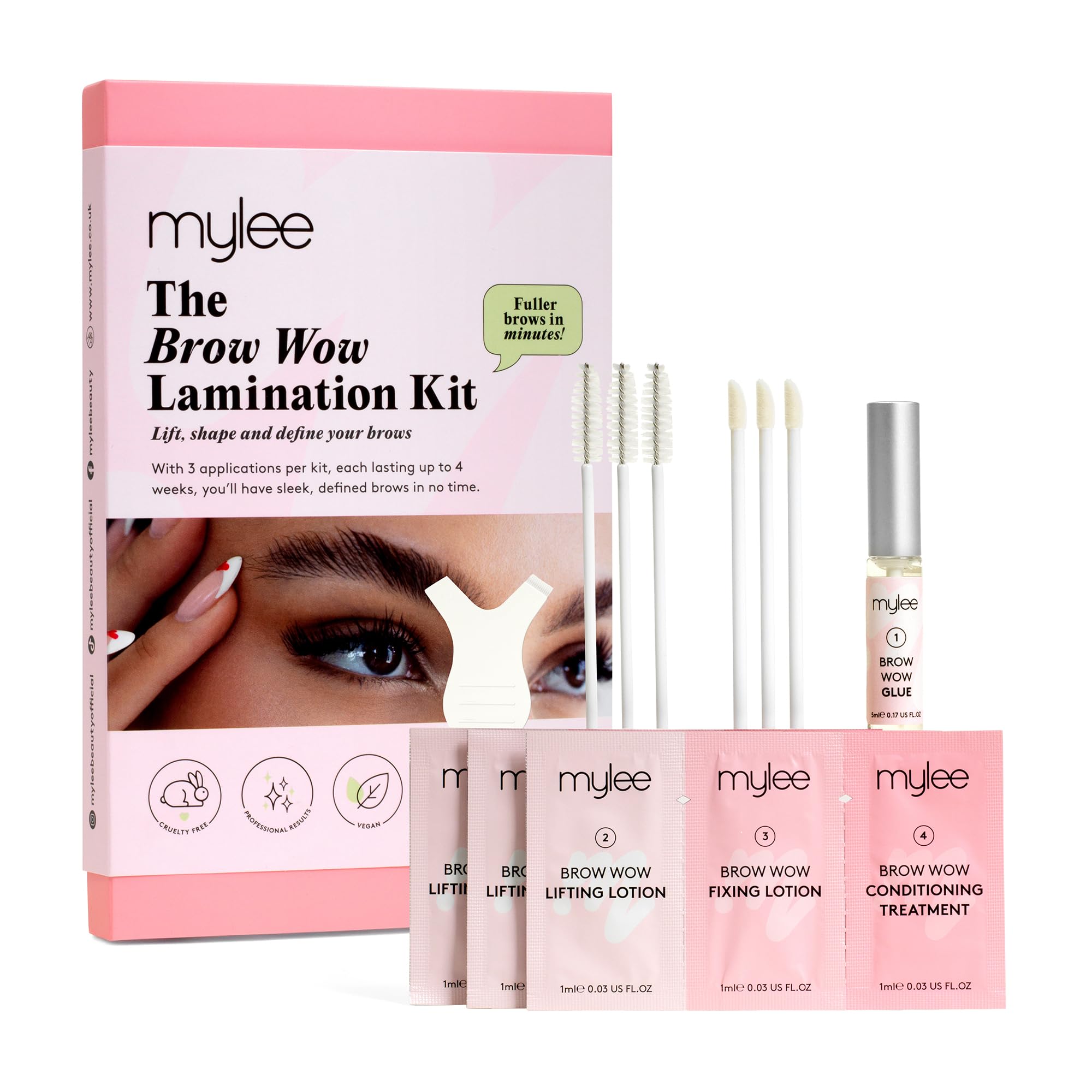 Mylee Kit Laminazione Brow Wow, Dura Fino a 4 Settimane | Laminazione Sopracciglia Qualità da Salone a Casa, Sopracciglia Folte in Pochi Minuti, Sistema in 3 Fasi, 3 Applicazioni