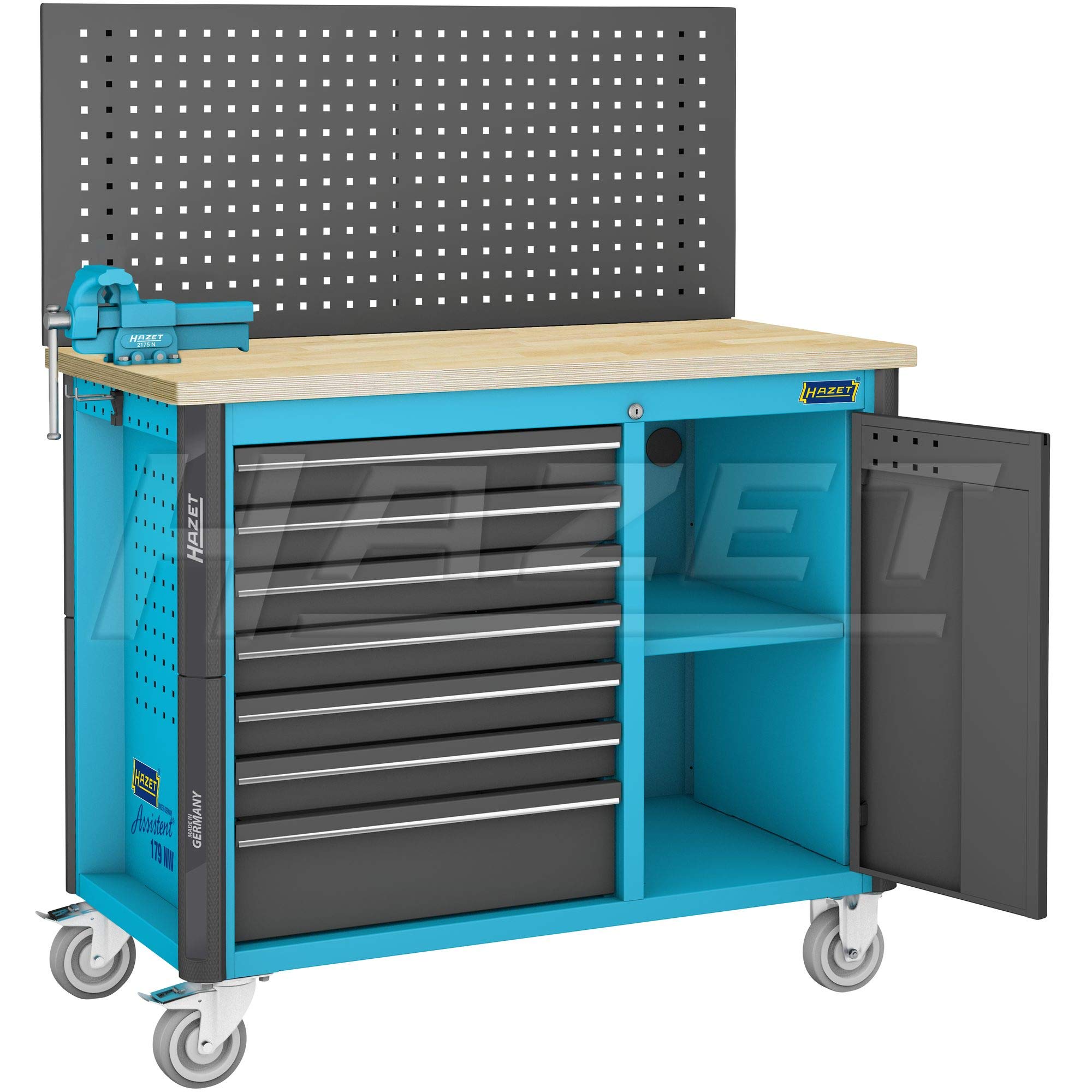 HAZET Mobile Work Bench 179NW-7 Drawers Shallow: 6X 76x522x398 mm