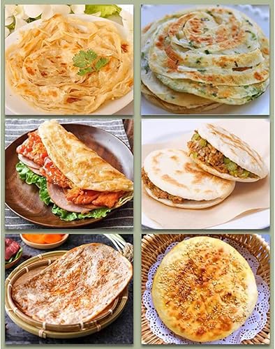 Miniatura 7 de Máquina manual de prensa de masa de pizza, aplanador de masa de acero inoxidable comercial, con plato redondo de 6.3 in, bandeja extraíble, grosor