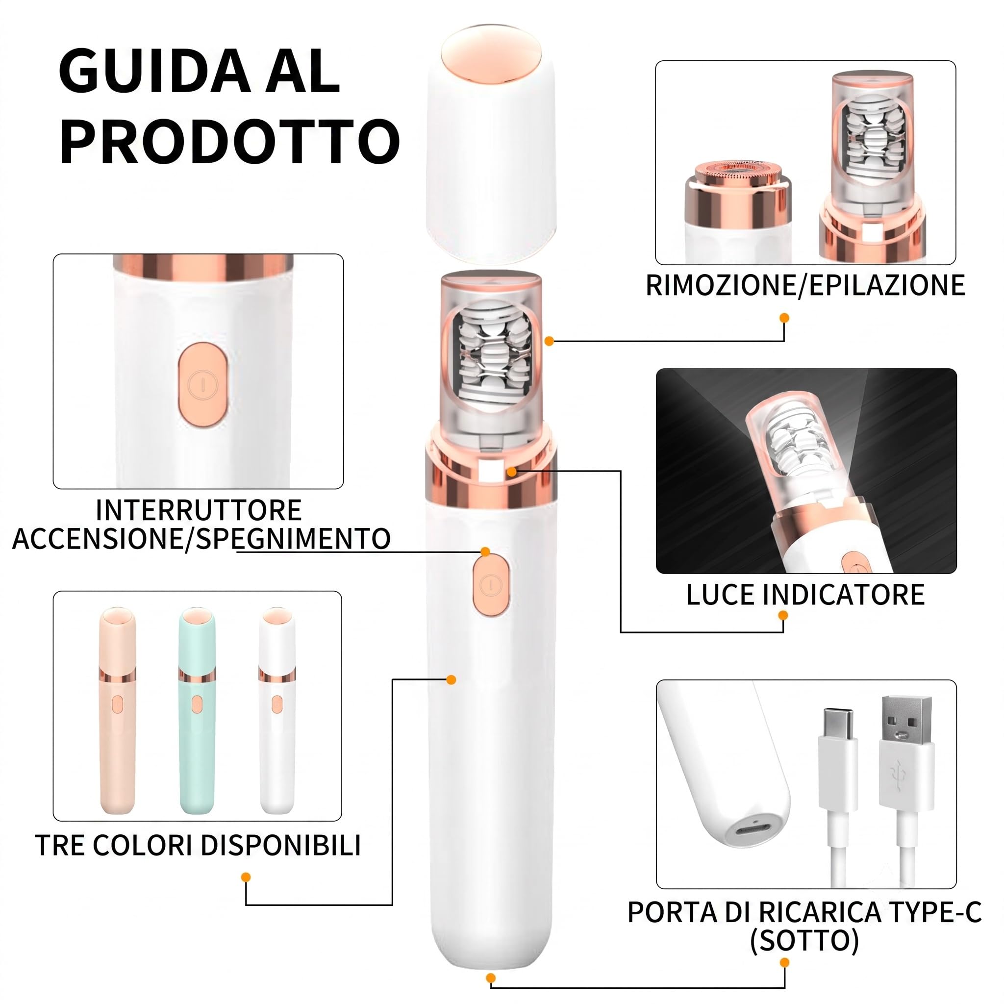 evebeauty prosilk 3.0 epilatore viso, 2 in 1 Rasoio Elettrico | Testina 2 in 1 ceramica 17mm, dischi agli ioni d’argento, ricaricabile USB-C, per mento baffetti e sopracciglia