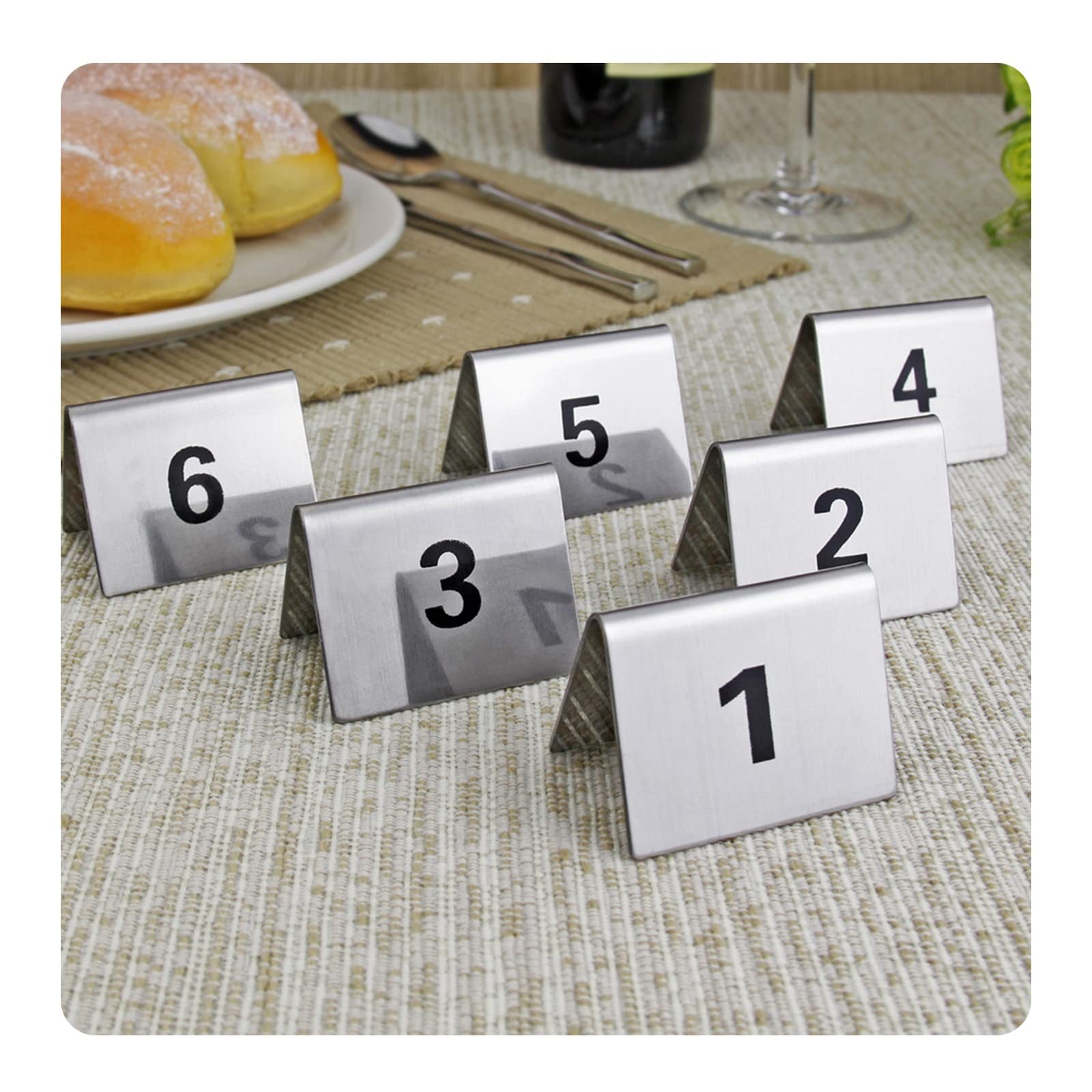 V3VOGUE Números De Mesa De Carpa De Acero Inoxidable Estilo, Números De Doble Cara para Un Fácil Reconocimiento, 1 A 50/100 Signo De Número De Mesa para Boda/Restaurante/Cafés